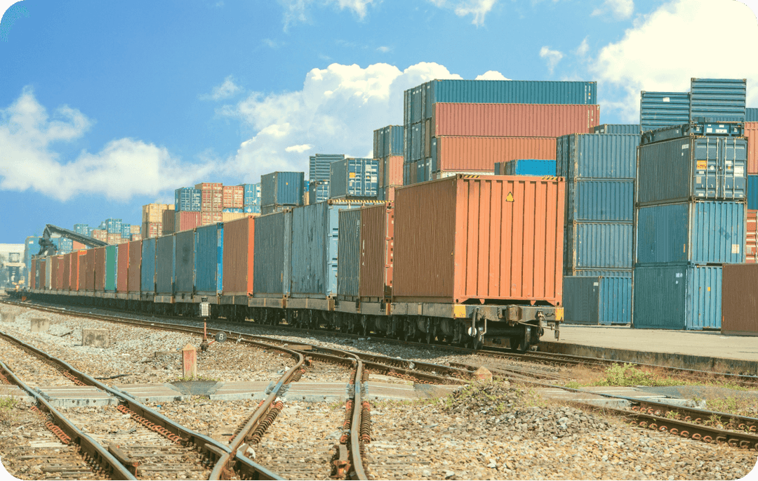 containers on rail tracks